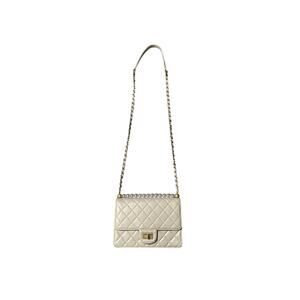 Tiffany & Fred Paris Cream Leather Quilted Pearl Crossbody Purse